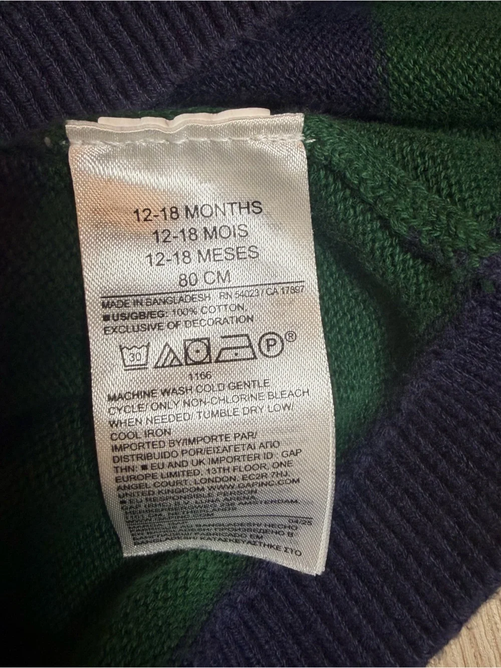 Baby Gap Brannan Bear Striped Knit Sweater 12–18M Colorblock